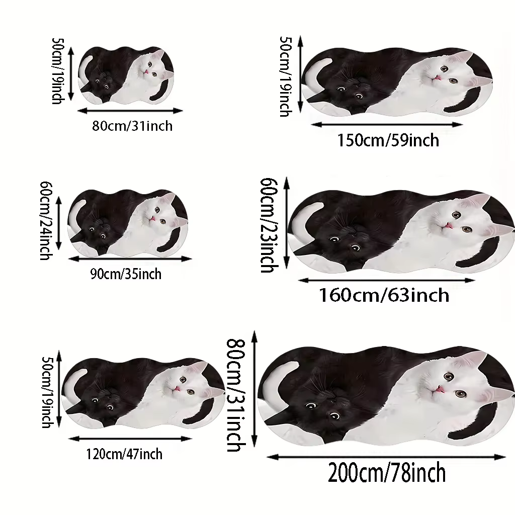 VIKAMA Tapis en velours avec motif de chat mignon et adorable, paillasson d'entrée, tapis pour salon