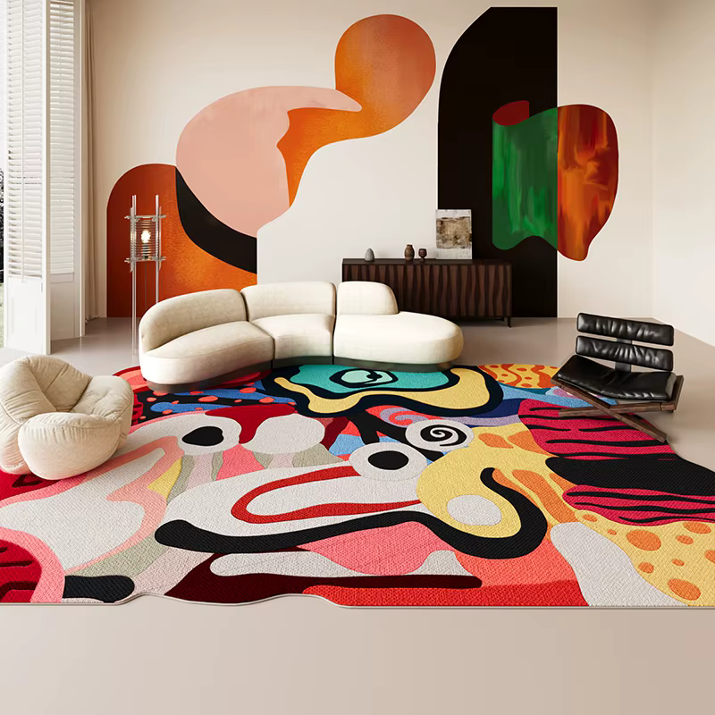Tapis couleur Dopamine pour salon, formes irrégulières, décor de chambre à coucher, grand tapis épai
