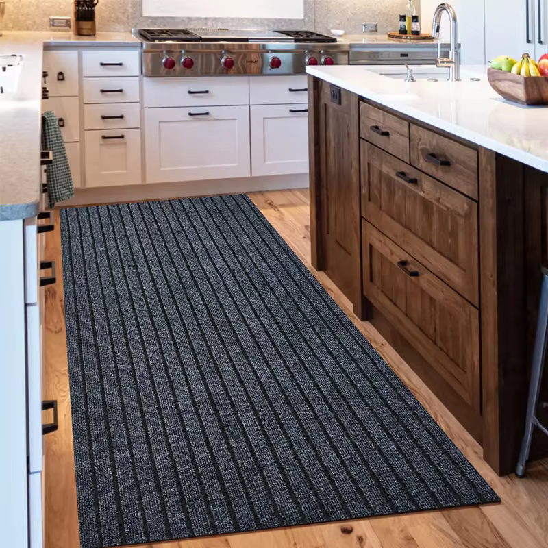 Tapis antidérapant lavable, tapis de sol pour porte de cuisine rayé de couleur unie, adapté à la sal