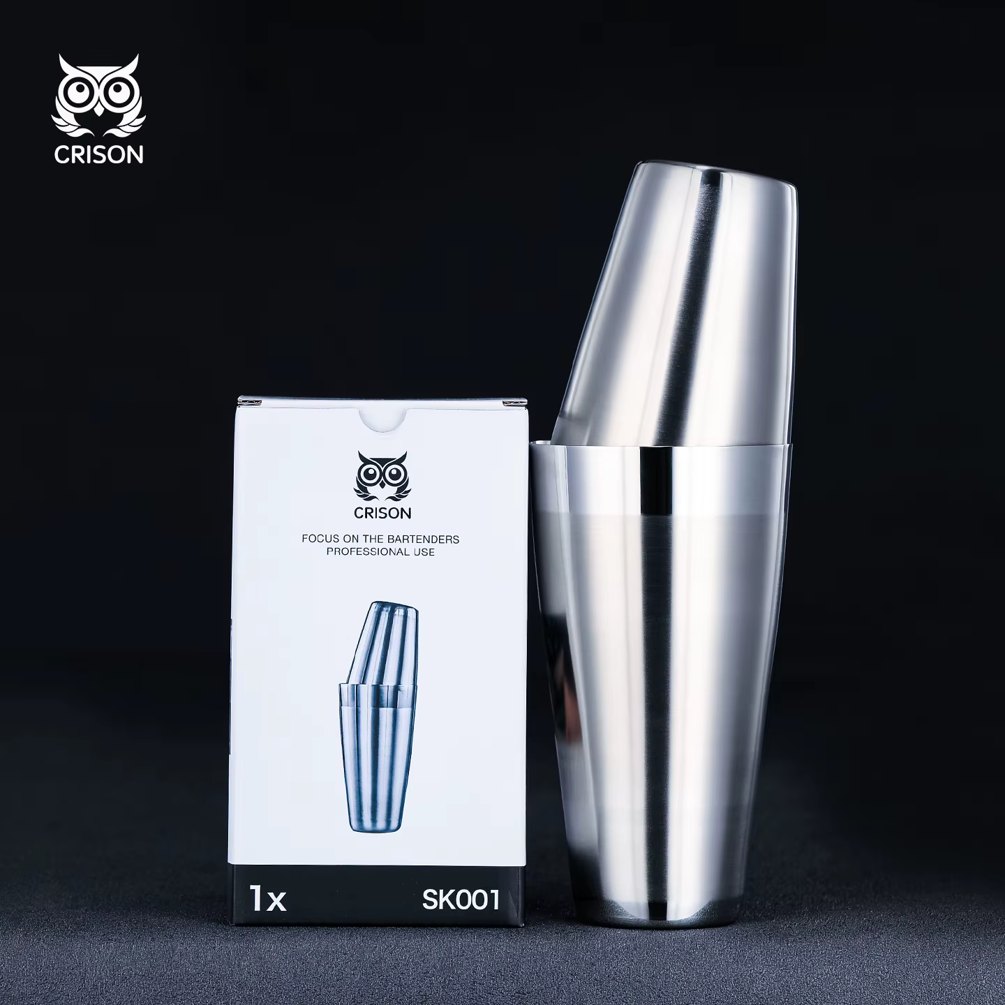 SK001 CRISON Shaker Boston givré pour mélange de cocktails barman mixologiste outil de bar essentiel