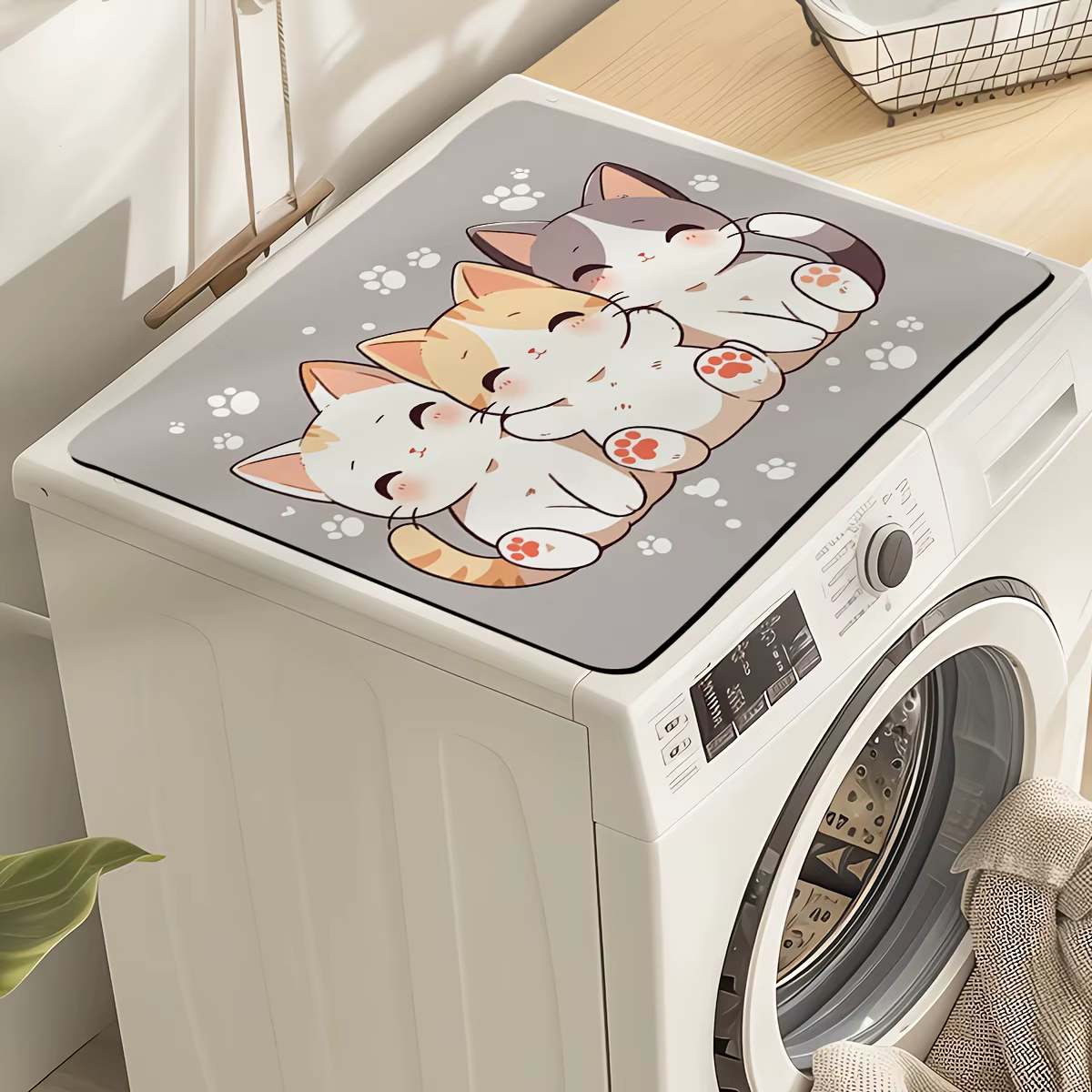 Tapis anti-poussière pour Machine à laver chat mignon, tapis absorbant de comptoir, tapis absorbant