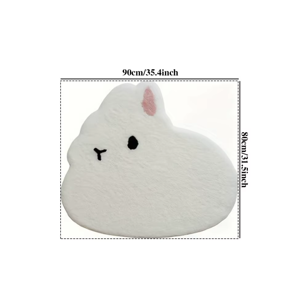 Tapis VIKAMA minimaliste blanc imprimé lapin de dessin animé, antidérapant, résistant à la saleté, d