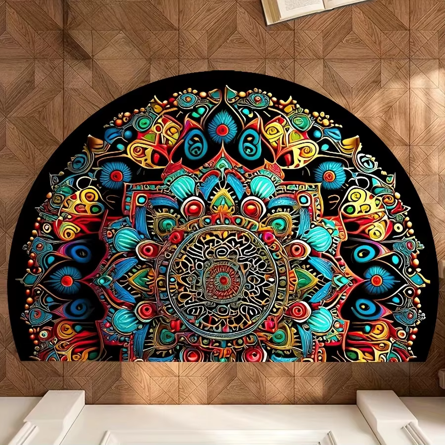 VIKAMA – tapis de sol à fleurs, demi-cercle imprimé, pour entrée, porte de salle de bain, résistant