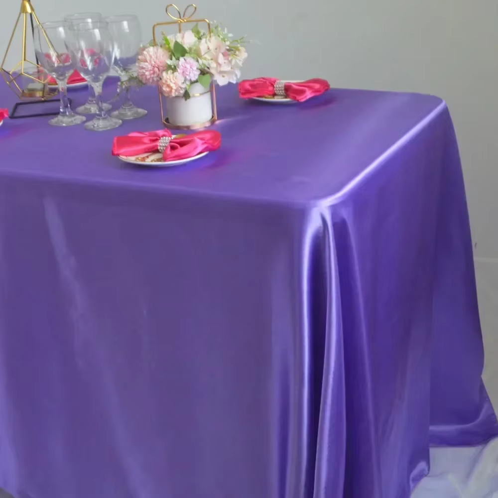 Nappe en Satin réutilisable, décoration de fête de Mariage, en Polyester, pour pique-nique, Countrya