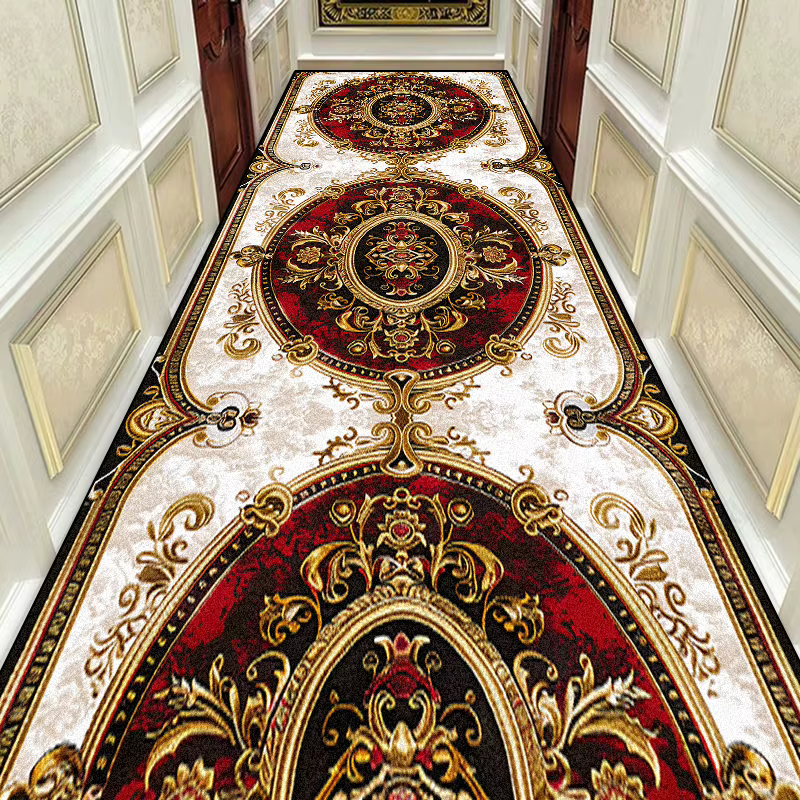 Magnifique tapis de couloir Long européen rétro, décor de couloir, tapis d'escalier lavable antidéra