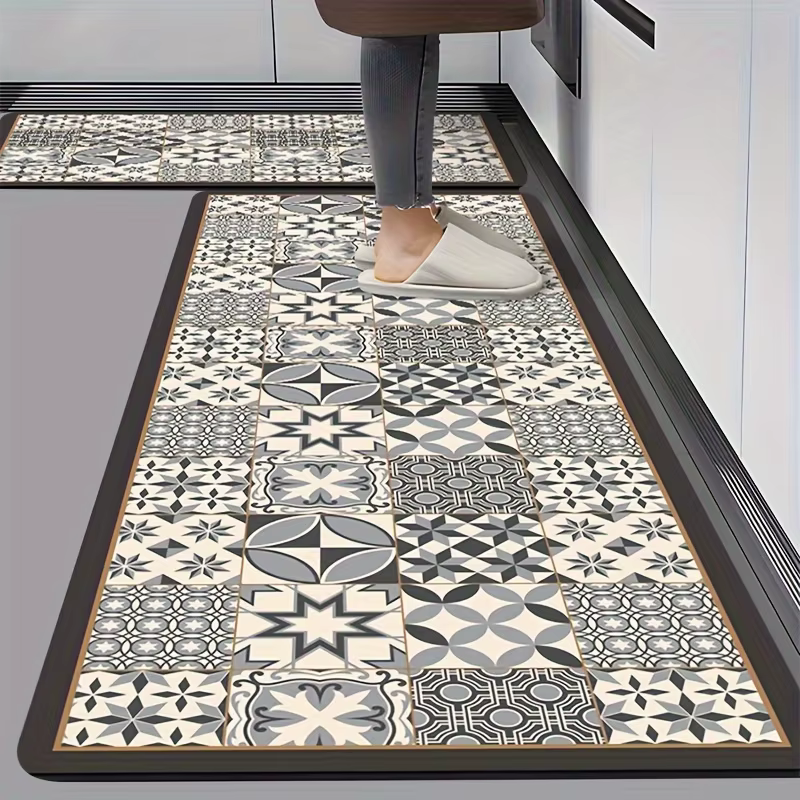 VIKAMA Tapis de cuisine imperméable, résistant à l'huile, absorbant, anti-poussière, tapis de porte 