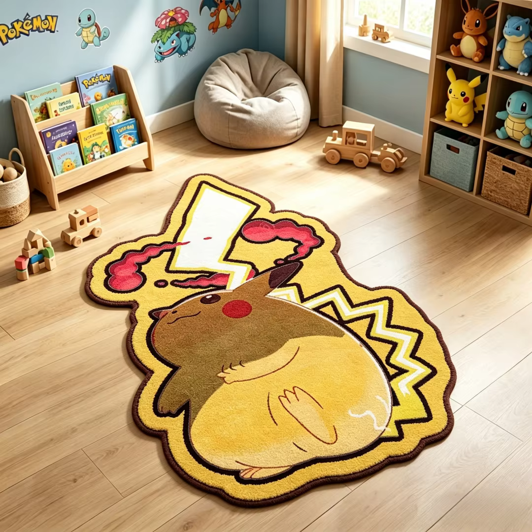 Tapis de dessin animé Pokemonzd Gengar, tapis de sol en peluche doux, décoration de chambre à couche