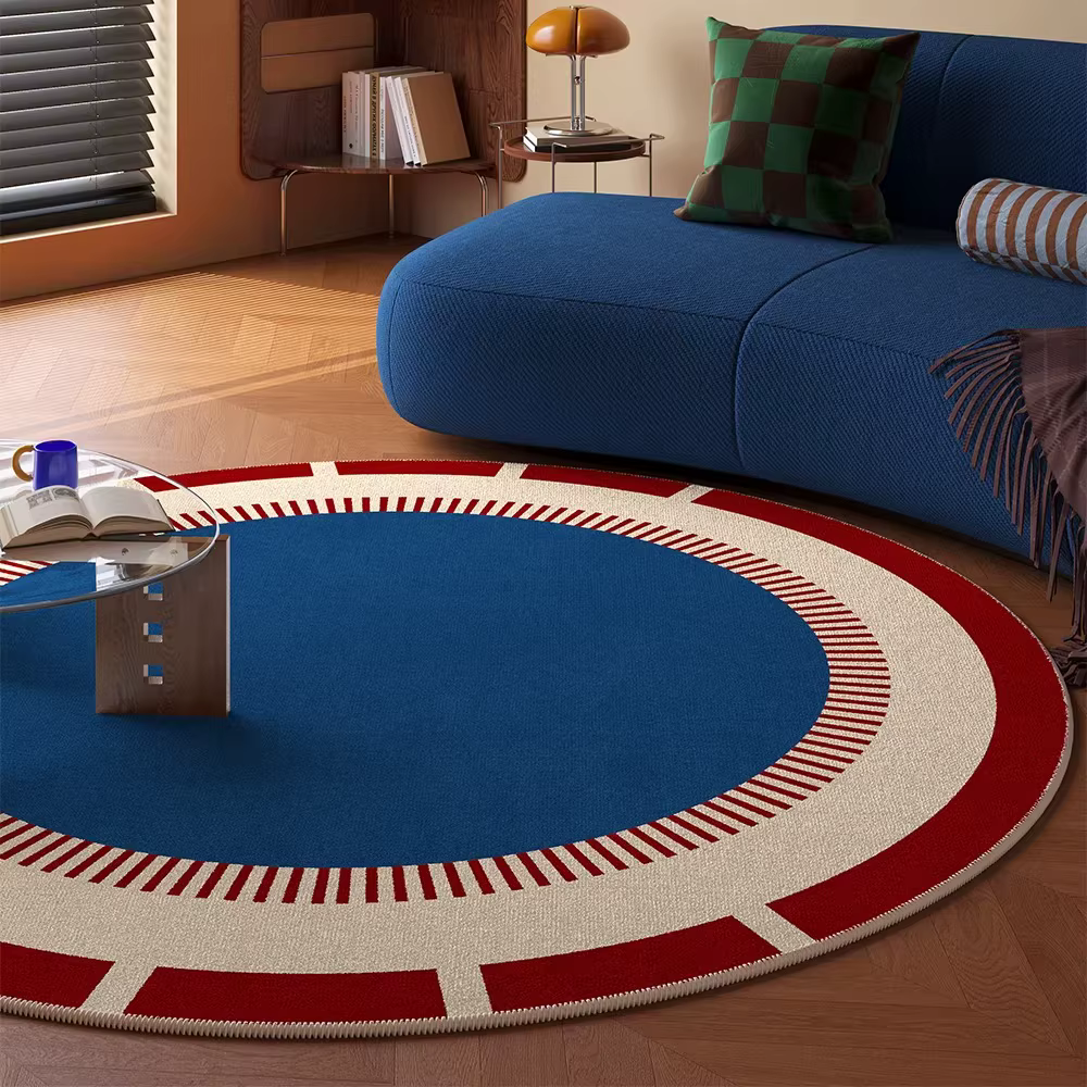 Tapis rond vintage pour salon, tapis doux de luxe léger, tapis de chambre à coucher, tapis de sol po