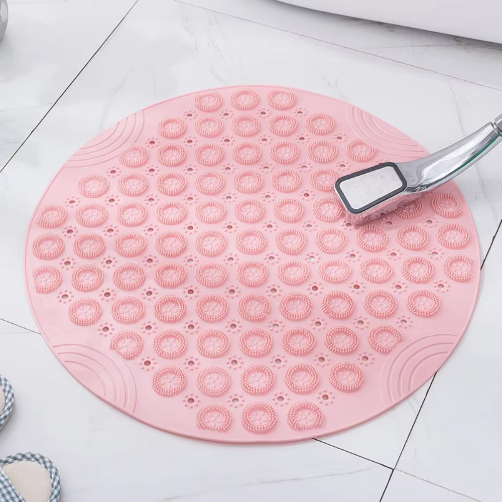 Tapis de bain rond avec trou de vidange, 30/55CM, tapis de bain, coussin de Massage des pieds, baign