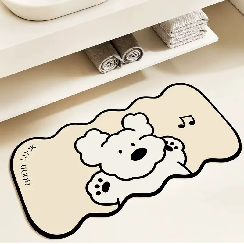 Tapis VIKAMA de style coréen couleur crème : tapis de salle de bain absorbants antidérapants à impri