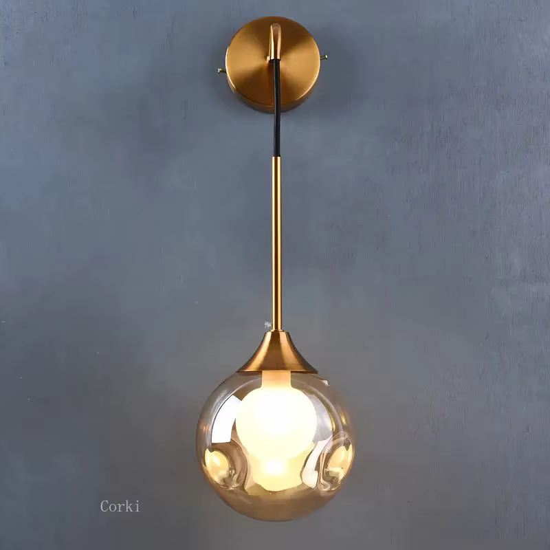 Lampe de mur LED moderne boule de verre applique dorée luminaires intérieur nordique salon cuisine c