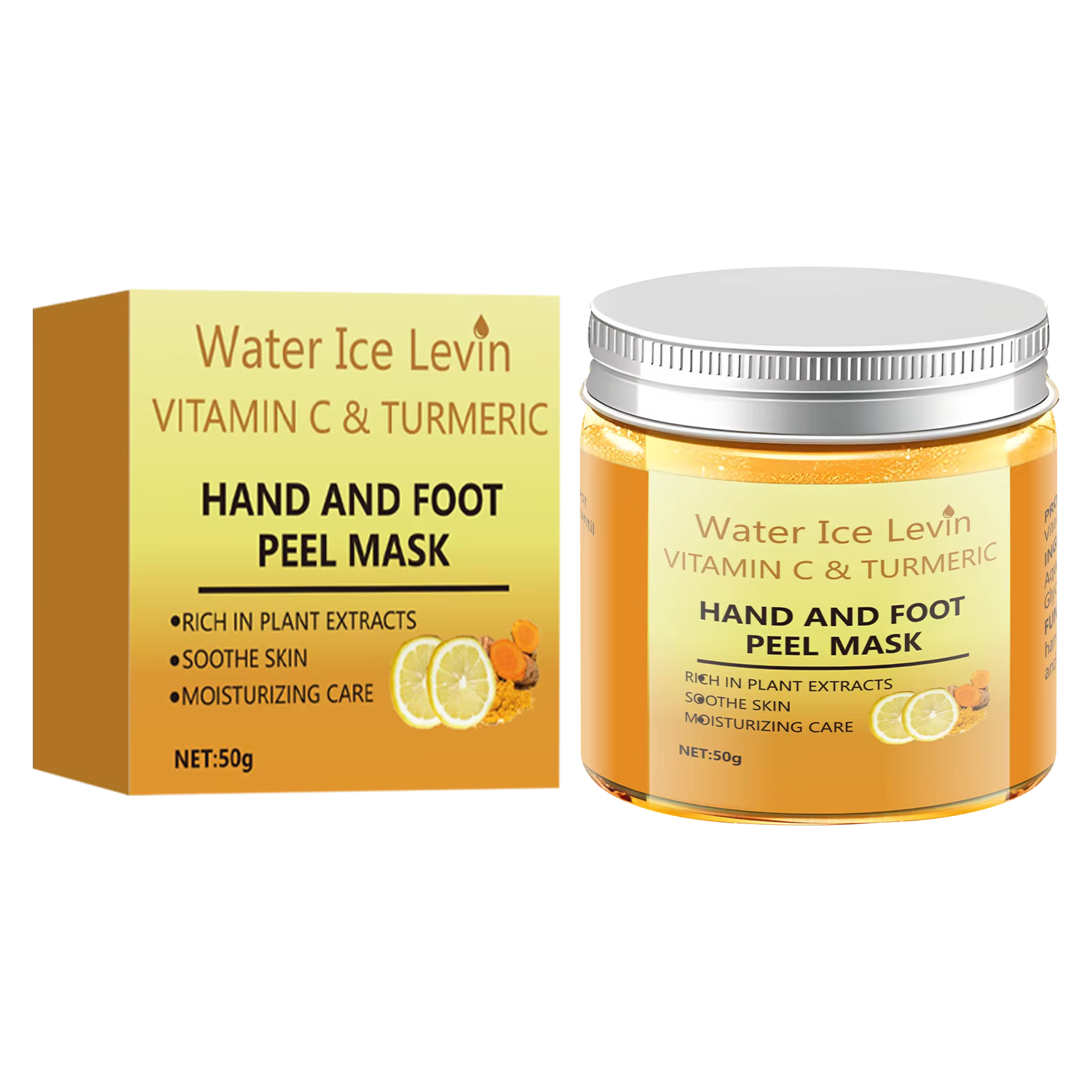 Masque pour les mains et les pieds au curcuma et à la vitamine C, 50 g, soin à base de plantes, hydr