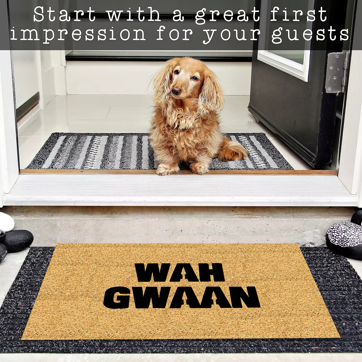 Wah Gwaan paillasson drôle tapis extérieur intérieur porche tapis de vacances en caoutchouc antidéra