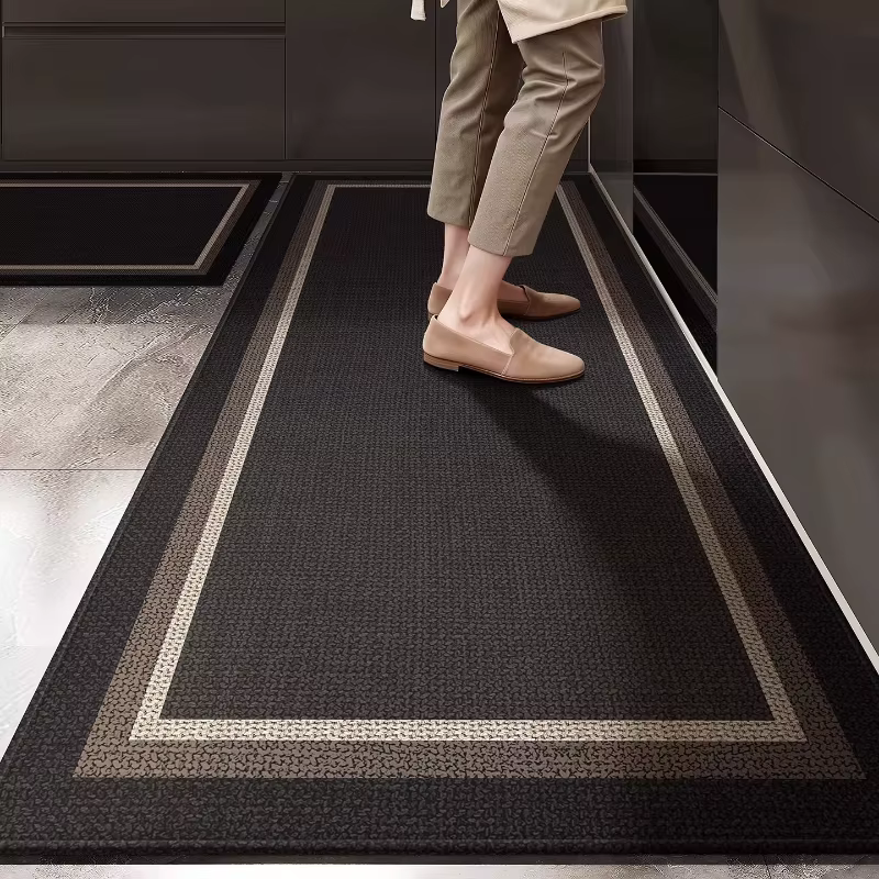 Tapis de cuisine, tapis long, tapis noir, tapis de sol, style moderne minimaliste, tapis de décorati