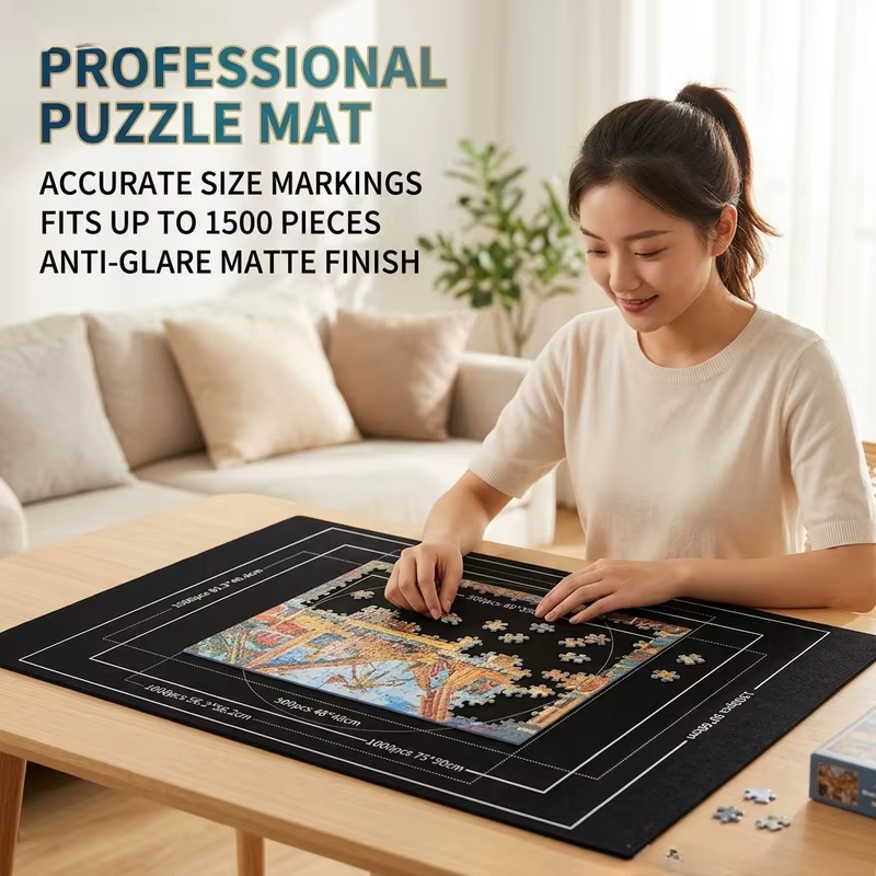 Tapis de puzzle noir/gris en feutre, enroulable, 1 pièce, accessoires pour puzzles de plusieurs mill
