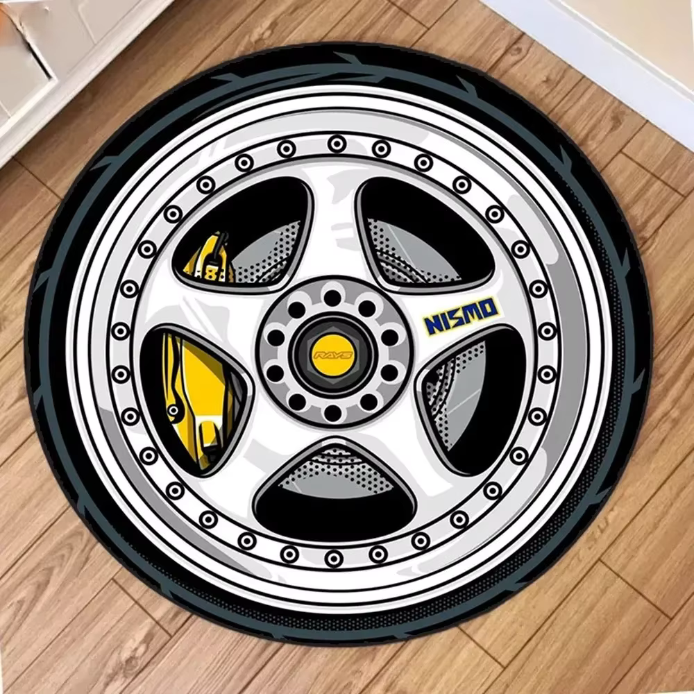Tapis De voiture en forme De pneu, rond, pour chambre De garçon, moyeu De voiture, maison, salon, Ta