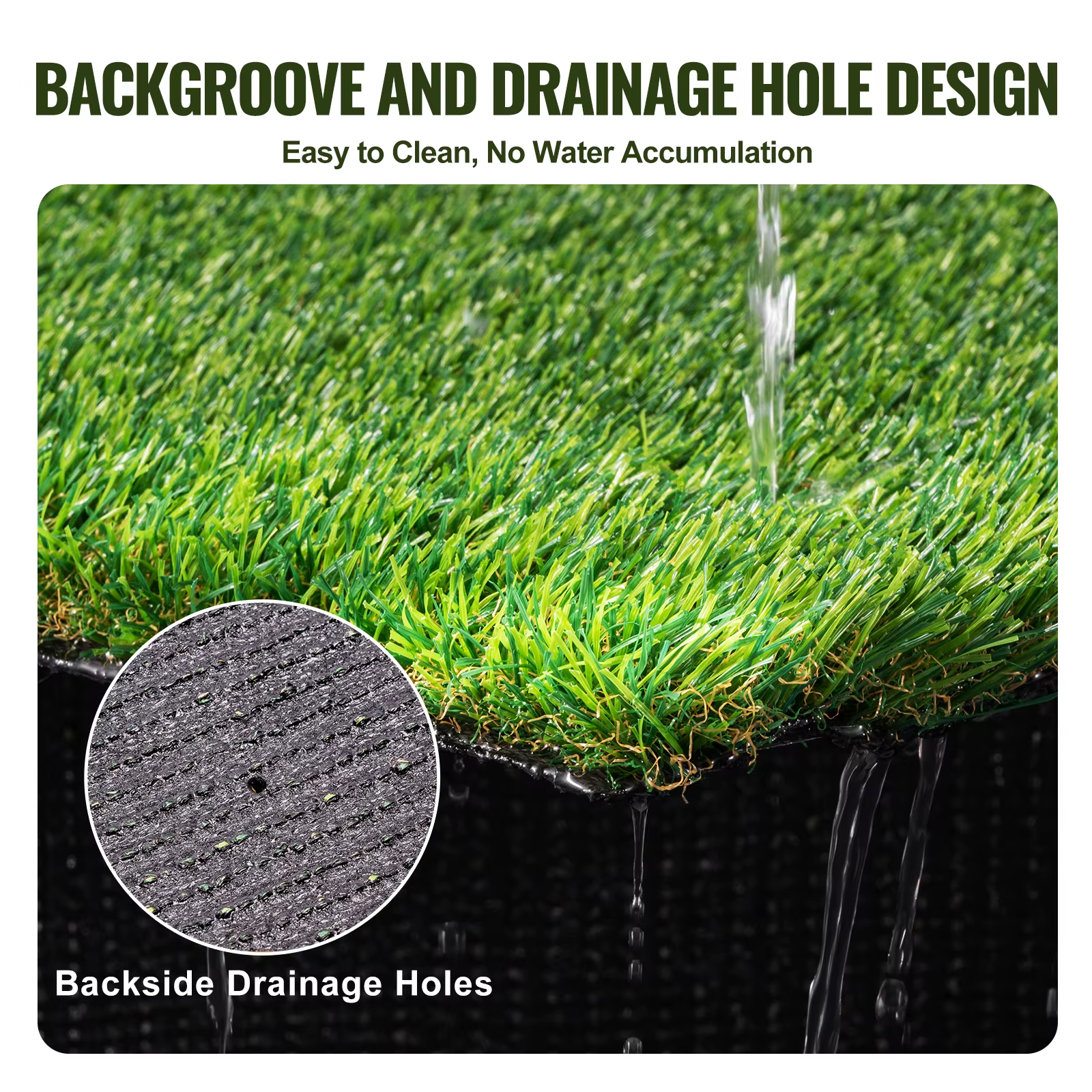SucceBuy Tapis d'herbe artificielle Gazon vert 1.38/1.57" Faux tapis de porte Décoration extérieure 