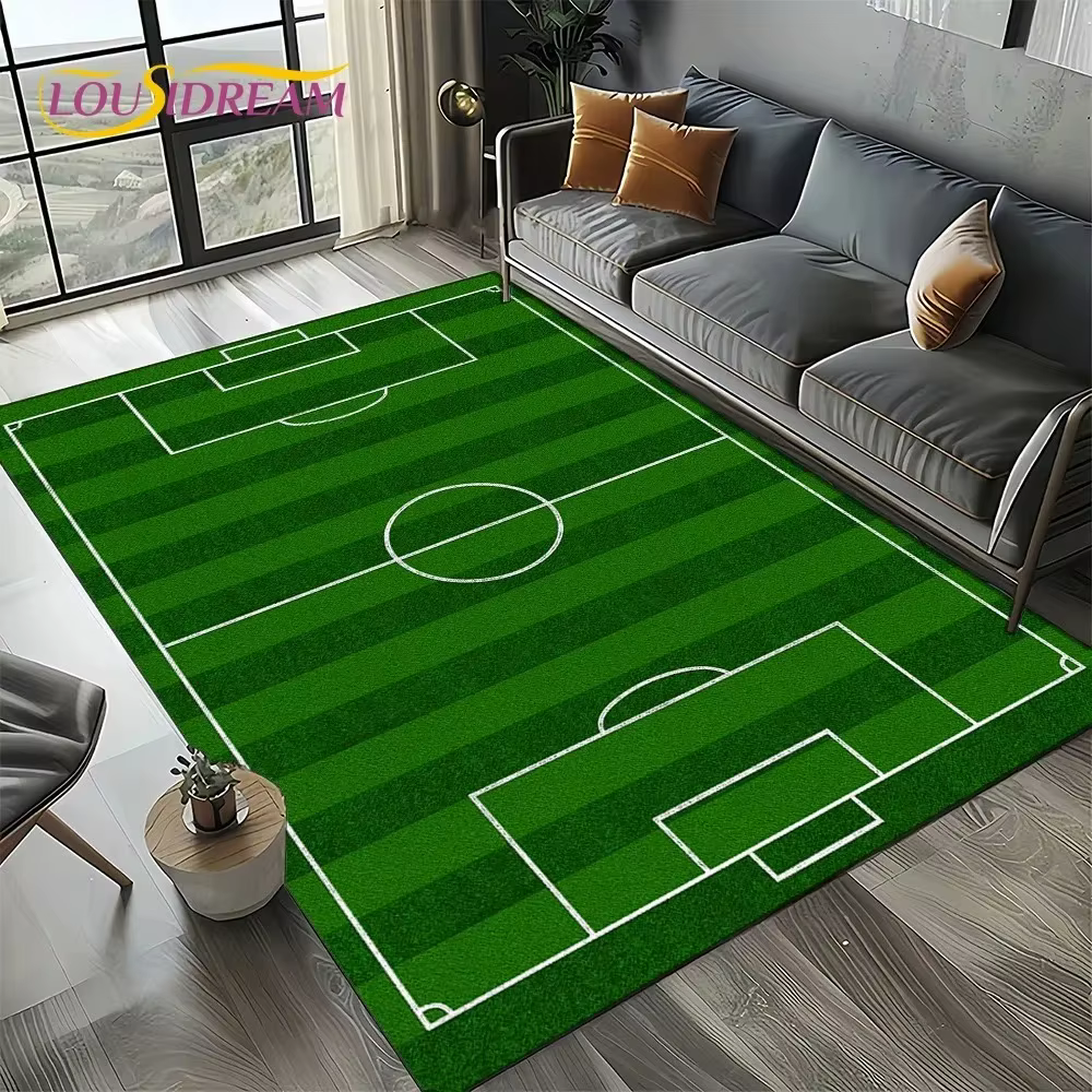 Tapis de sol antidérapant style terrain de football pour salon, chambre, décoration de canapé, tapis