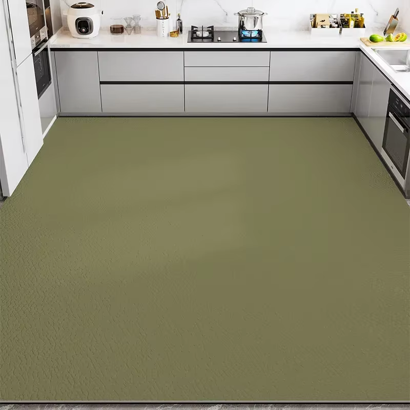 Tapis de sol de cuisine en PVC, noir surdimensionné, imperméable, résistant à l'huile, antidérapant,