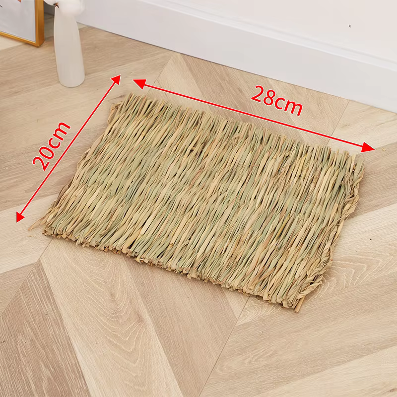 Tapis d'herbe de lapin respirant tissé à la main en paille, quatre saisons, Hamster, cochon d'inde,