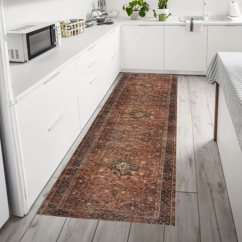 Terrecota Boho cuisine entrée couloir turc chemin tapis Vintage Style persan chemin lavable bohème z