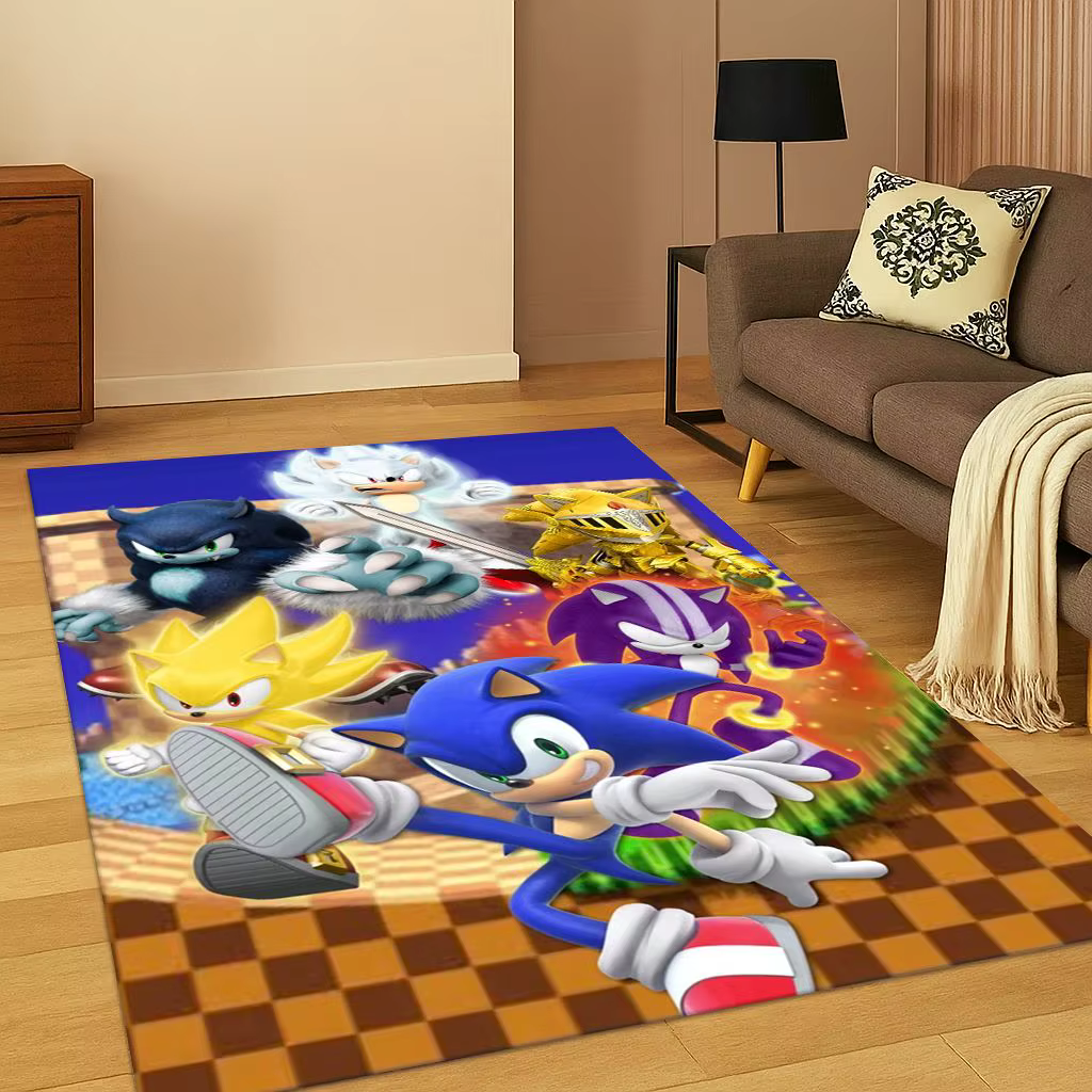 Tapis de jeu de dessin animé s-sonique 3D, pour chambre à coucher, salon, canapé, paillasson, décora