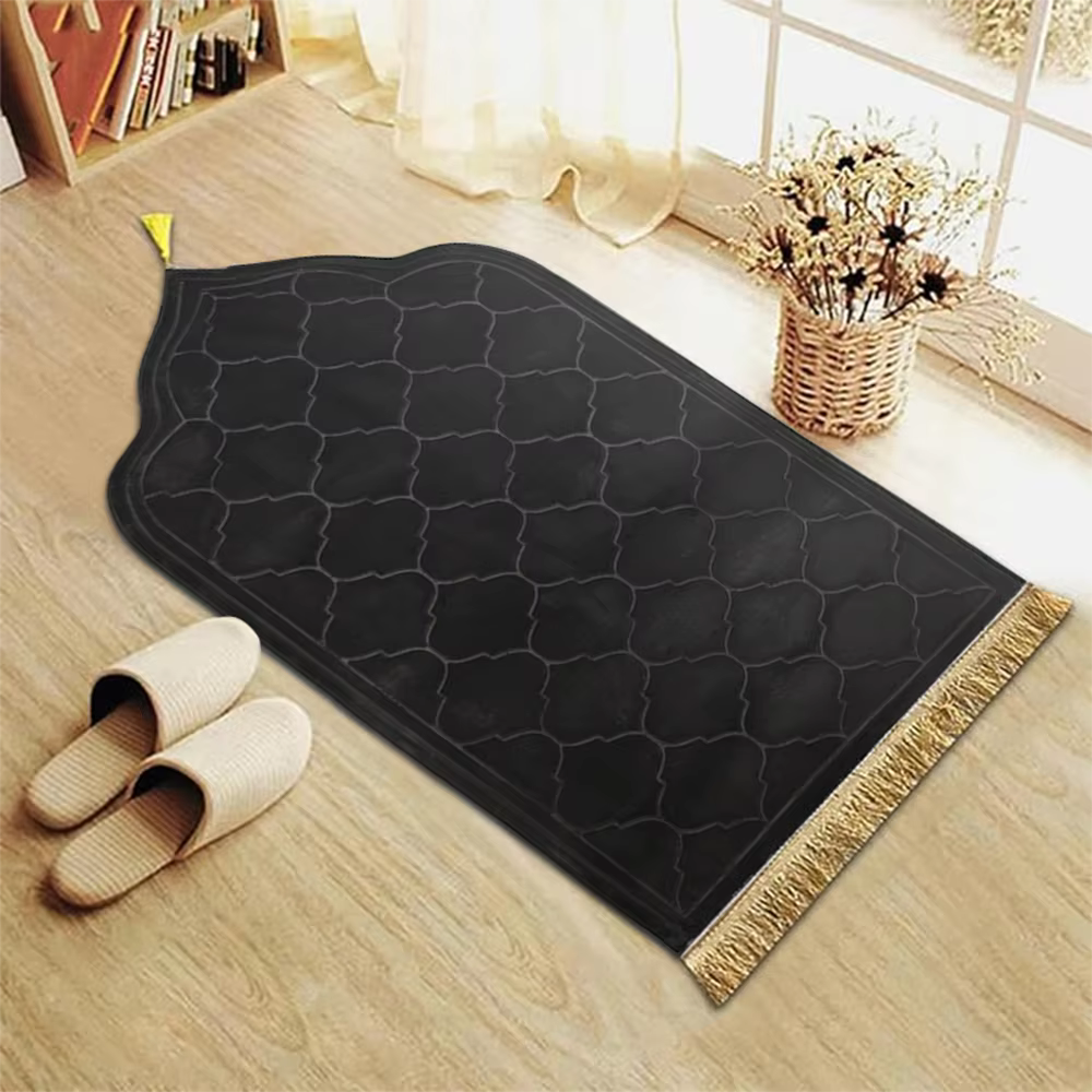 Tapis de prière épais avec glands, tapis de prière islamique turc irrégulier antidérapant, en flanel