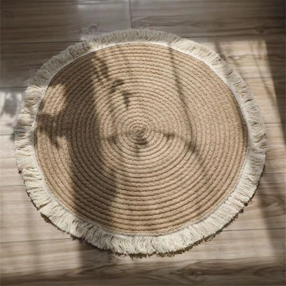 Tapis tissé antidérapant 40/60 cm, paillasson durable à franges, tapis rond tissé à la main, tapis d