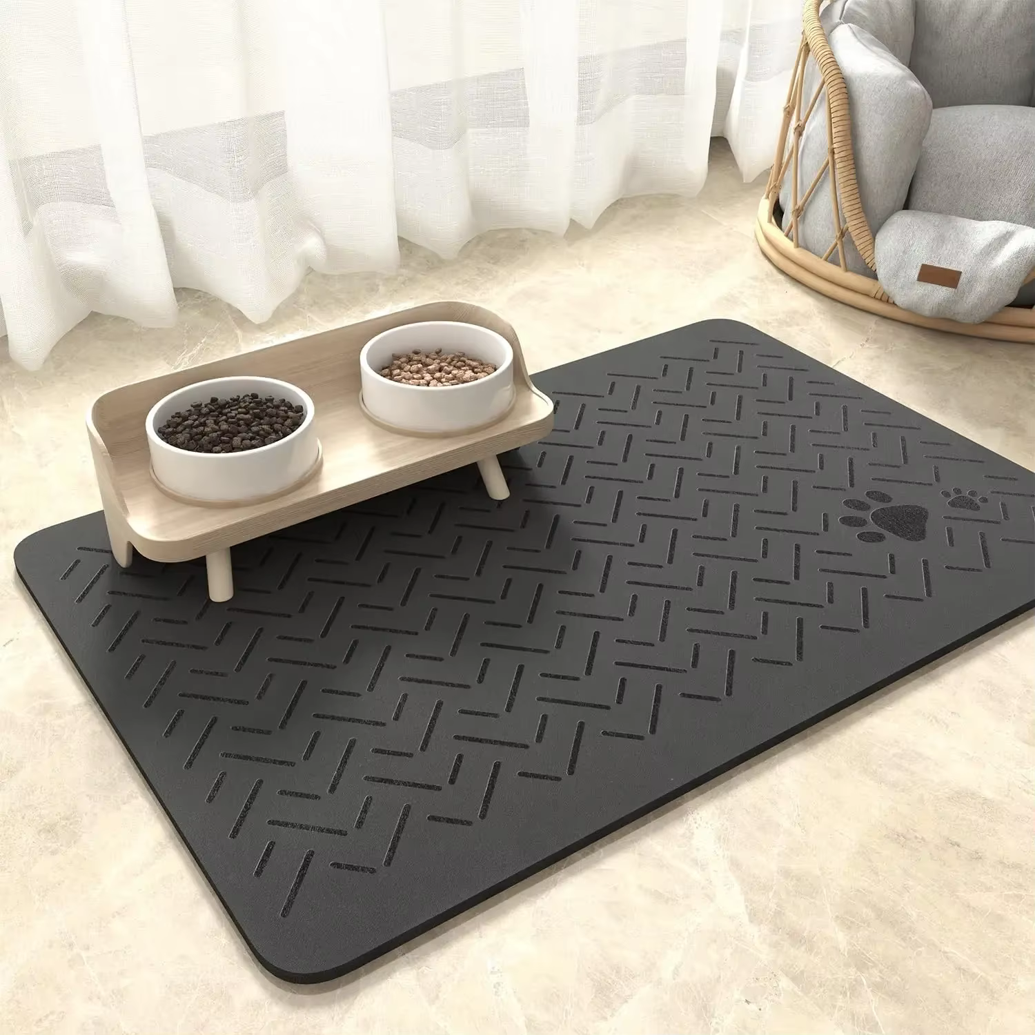 Tapis d'alimentation absorbant pour animaux de compagnie, sans taches, à séchage rapide, pour bol de