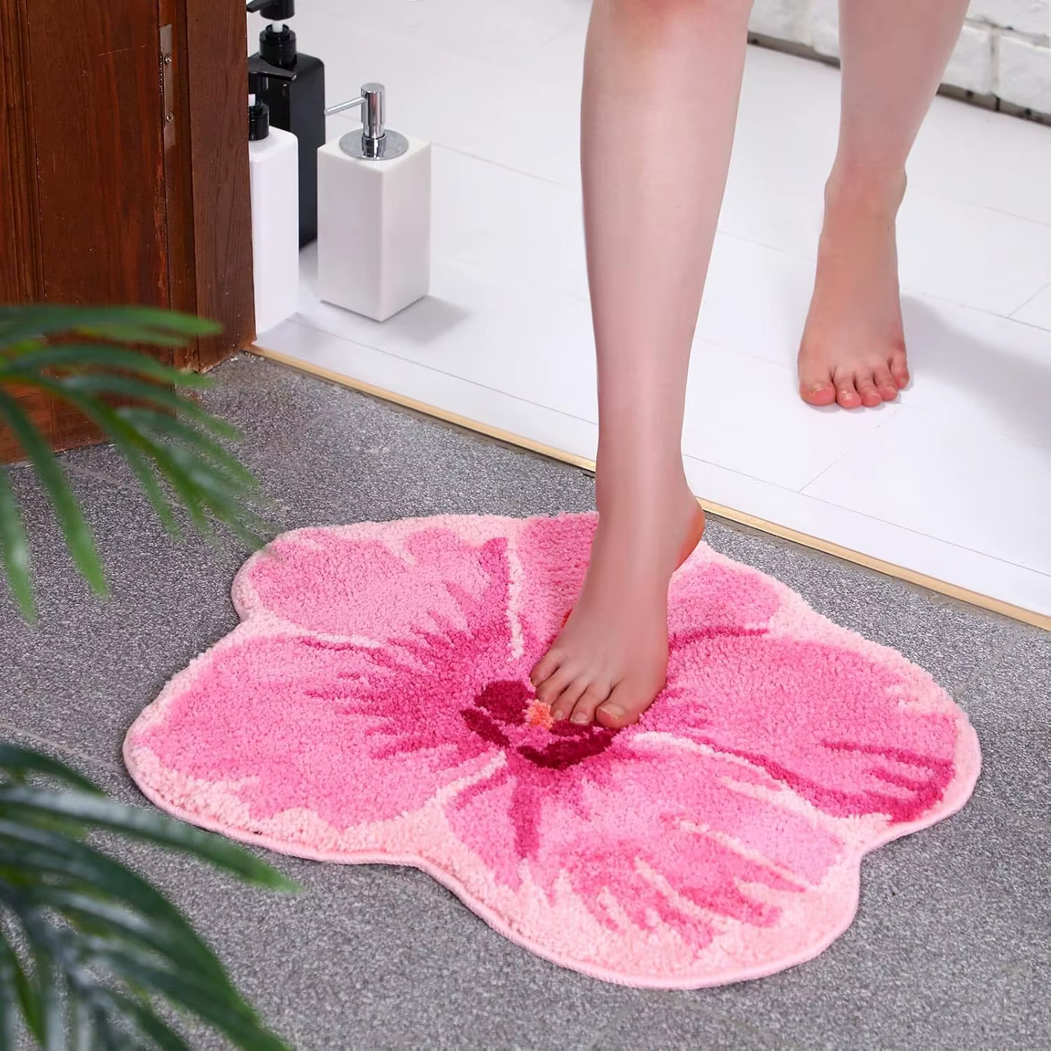 VIKAMA Tapis floral rose pour salon, chambre à coucher, entrée et hall d'entrée Tapis de décoration 