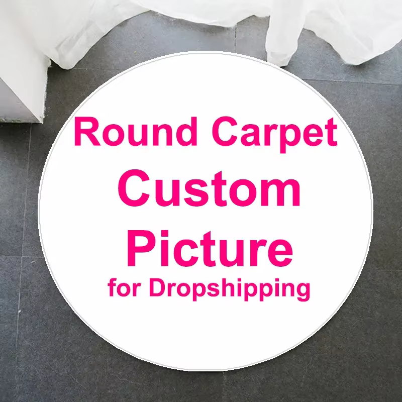 Tapis Rond Personnalisé Antidérapant, Grande Surface Ronde, Décoration de Maison, Salon, Chambre à C