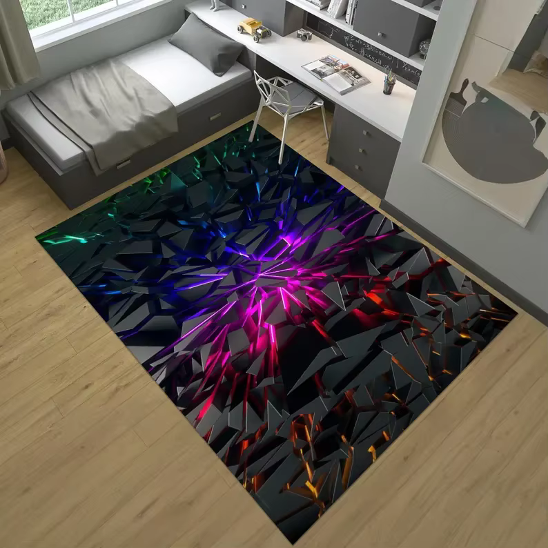 Tapis de joueur Tapis de jeu, Tapis de jeu Tapis géométrique, Tapis coloré Tapis de salle de jeu Tap