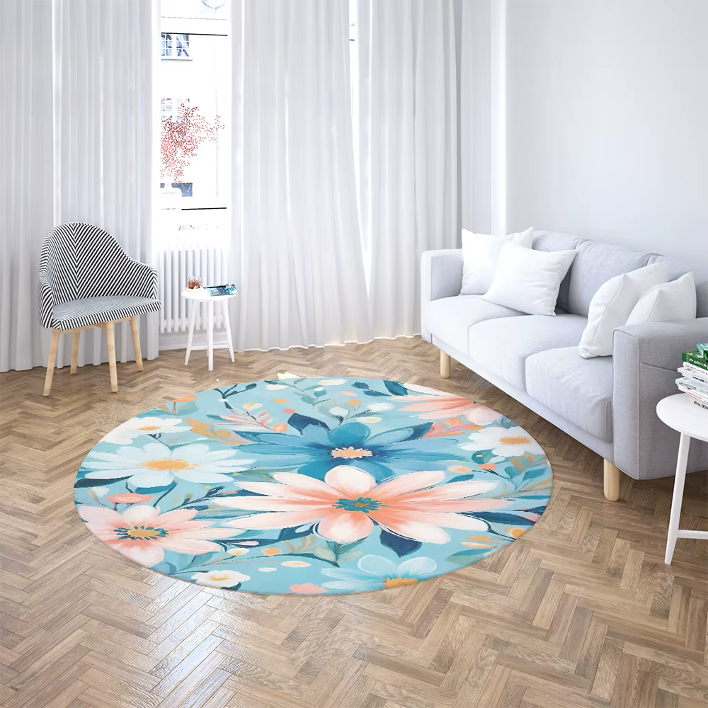 Tapis floral rose pivoine, tapis de sol doux et antidérapant, tapis à imprimé floral pour chambre à 