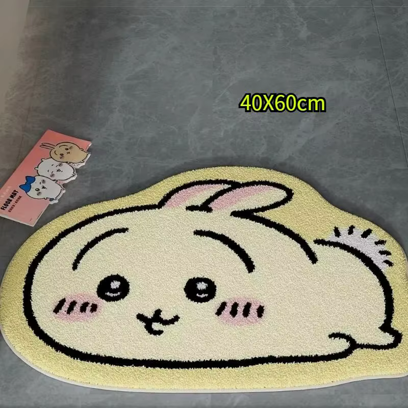 Tapis de sol en peluche Chiikawa, dessin animé Hachiware Usagi, antidérapant, pour salle de bain, co