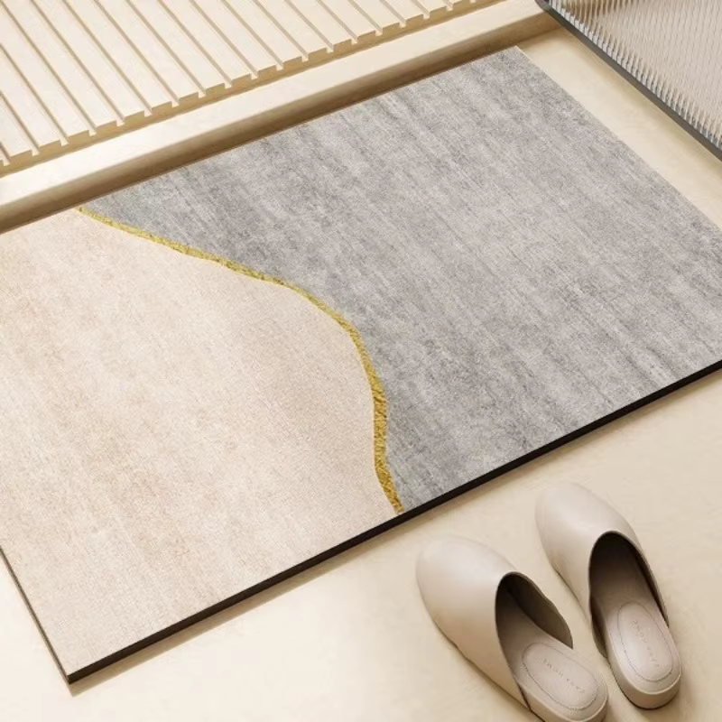 Tapis de sol en terre de diatomée pour salle de bain, design minimaliste, absorbant, antidérapant, p