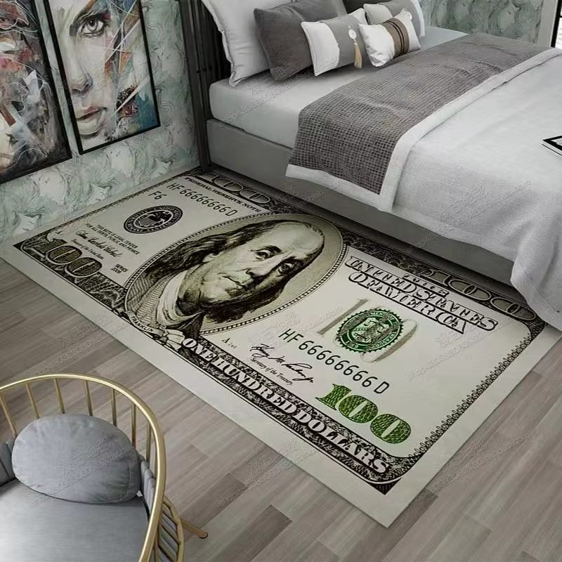 Tapis Euro Dollar pour chambre à coucher, salon, couloir, longue bande 3D, tapis de sol antidérapant