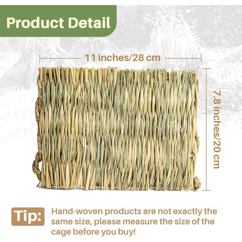 Tapis en herbe pour lapins - Tapis de cage en foin naturel tressé pour lapins, litière pour animaux 