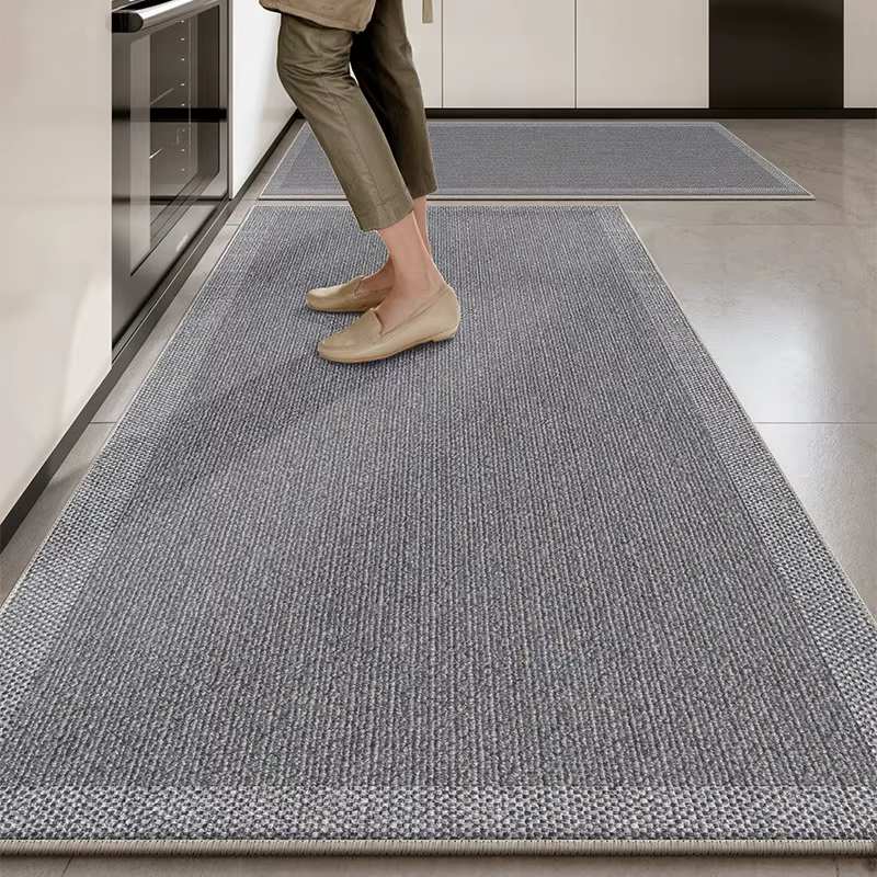 Tapis de sol pour cuisine gris foncé, tapis longs, tapis de couloir couleur unie, tapis de décoratio