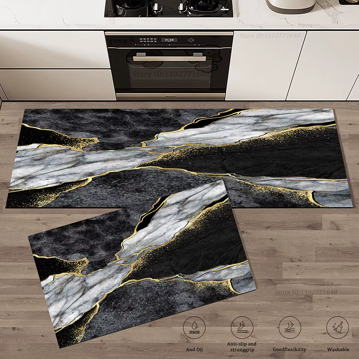 Tapis absorbants de cuisine à motif de marbre, paillasson adapté à l'armoire, lavable, antidérapant,