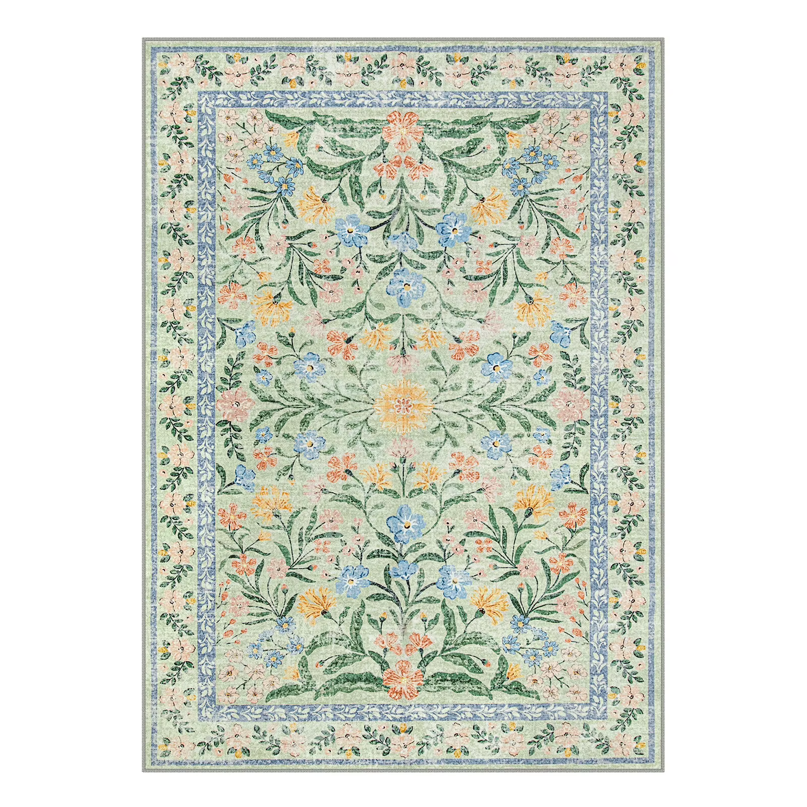 Tapis vert floral moderne de style parisien pour salon, esthétique florale, décor de maison gothique
