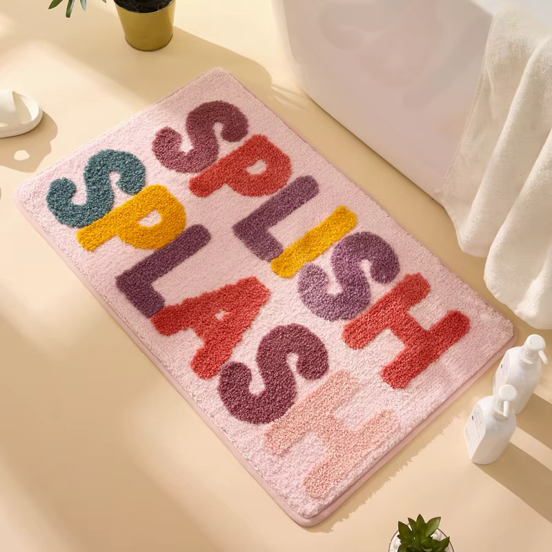 Tapis de salle de bain en microfibre antidérapant pour enfants, doux, moelleux, absorbant, coloré, m