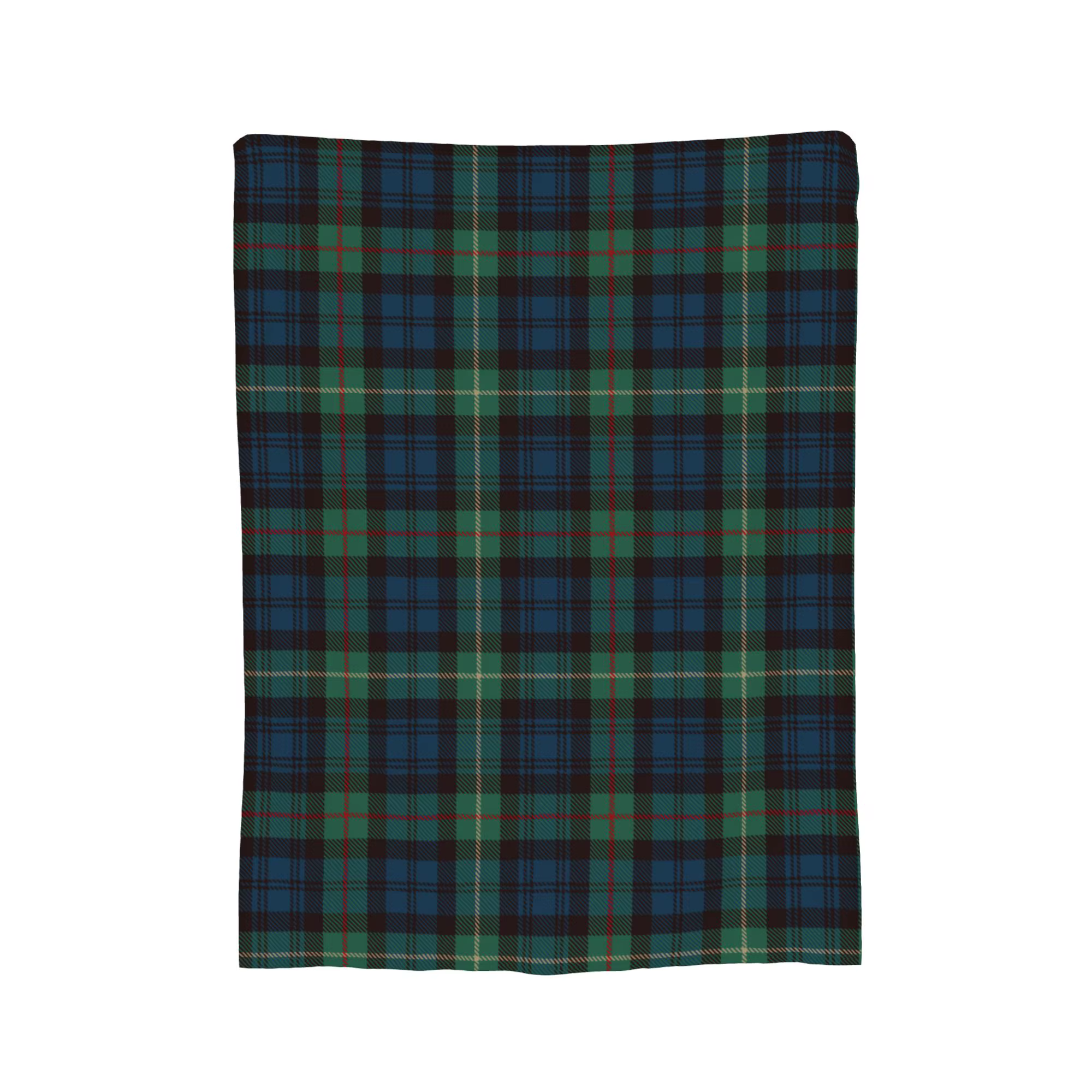 Tartan rustique vert et bleu noir montre Plaid couvertures de vacances corail polaire en peluche imp