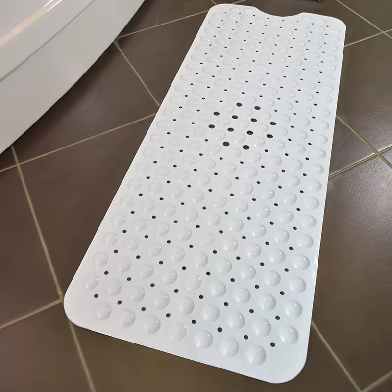 Tapis de baignoire antidérapant, avec trous de vidange et ventouses, lavable en machine, pour salle