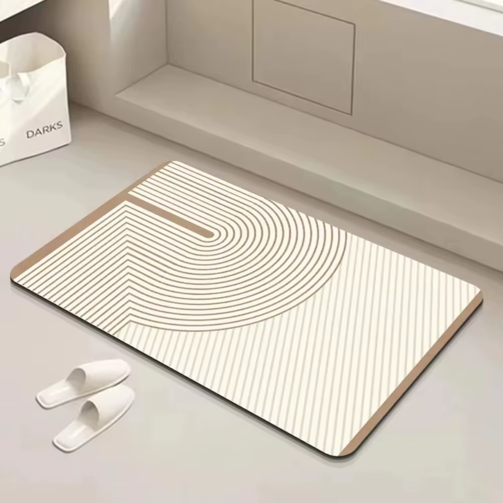 Tapis de bain antidérapant en diatomite avec coussin en caoutchouc, tapis de salle de bain super abs