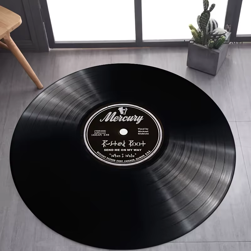 Tapis rétro en vinyle pour salle de pratique musicale, tapis antidérapant pour salon, chambre à couc