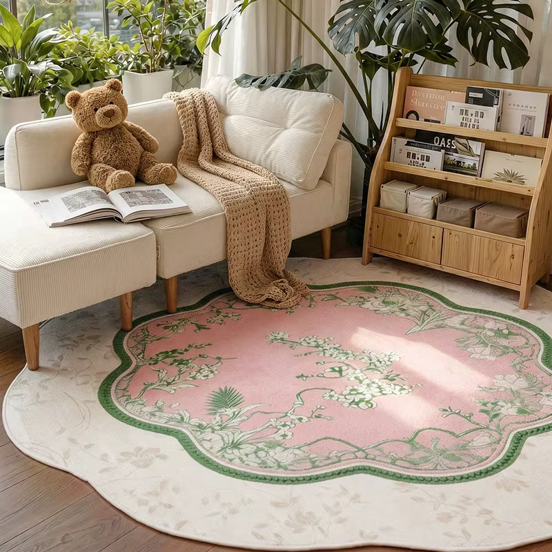 Tapis rond de style moderne pour la décoration du salon, tapis épais et moelleux pour la chambre à c