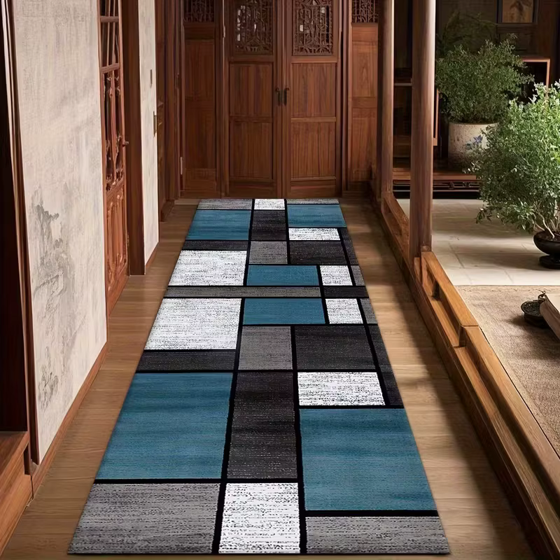 Tapis de couloir moderne à motifs géométriques, antidérapant, long, pour couloir, cuisine, style abs