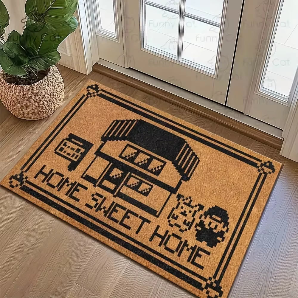 Tapis de sol de style pixel de dessin animé japonais VIKAMA, pour entrée, salle de bain et cuisine. 