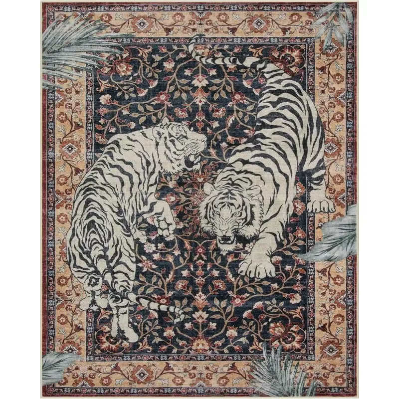 Tapis de décoration de chambre à coucher, motif de tigre de la Jungle, doux et antidérapant, pour sa