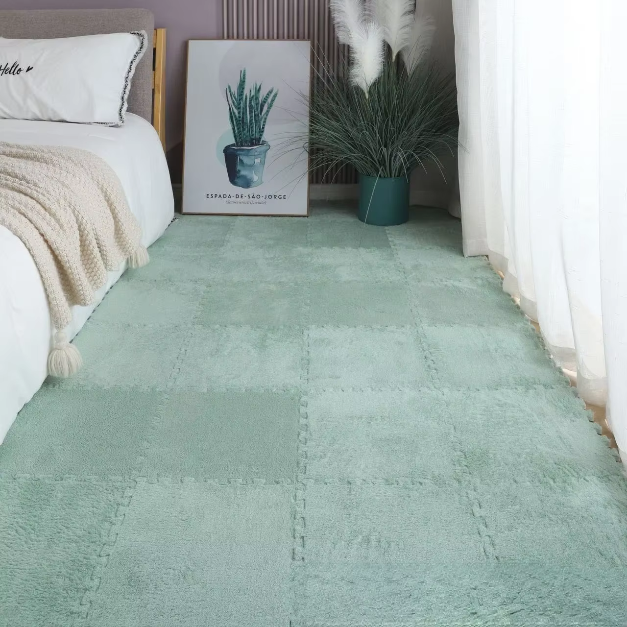 Lea-Tapis en peluche souple pour enfants, tapis de puzzle en polymères, virus chauds, carreaux d'exe